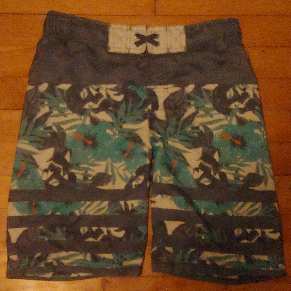 Used Floral print, boys swim shorts, medium (8-10), brand: Cherokee